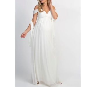 Pink Blush White Chiffon Maternity Gown